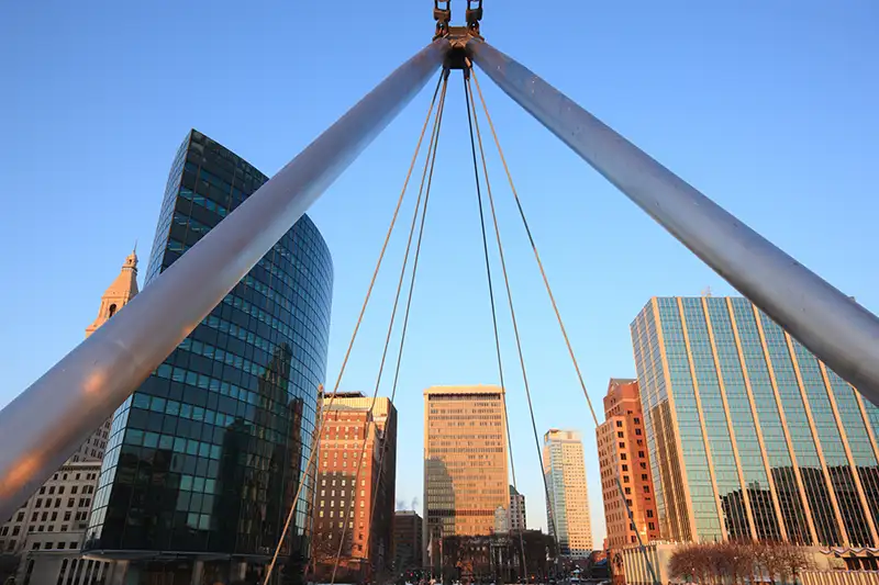 An artistic view of buildings in Hartford, CT